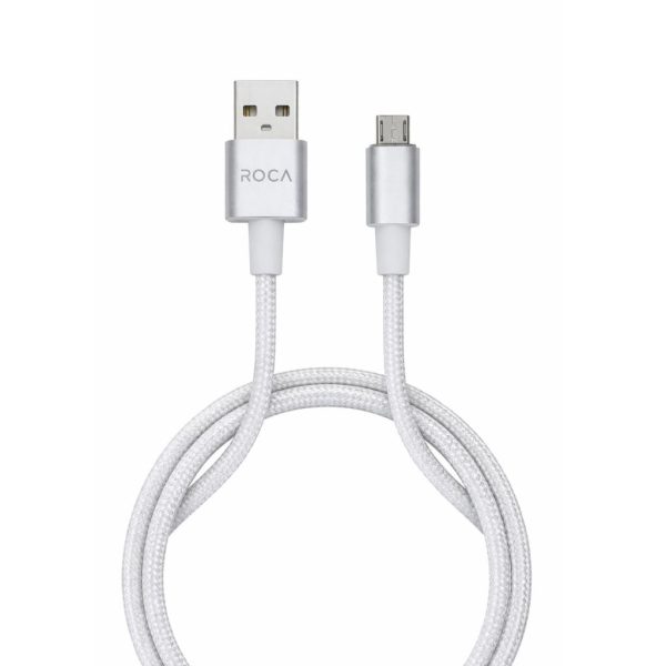 Cable de Datos ROCA RUDE USB a micro USB 100cm 2.1A Blanco 721164