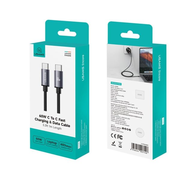 Cable de Datos USB C a USB C SJ769 60W 1.2m Gris U91 USAMS