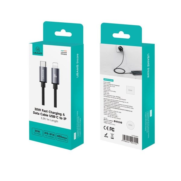 Cable de Datos USB C a Lightning SJ770 30W 1.2m Gris U91 USAMS