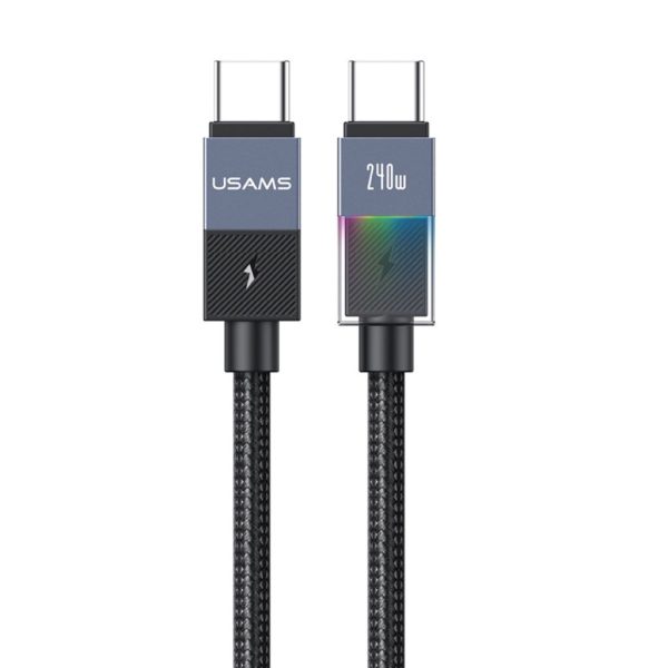 Cable de Datos USB C a USB C SJ775 240W 1.2m Luces de Colores Gris U93 USAMS
