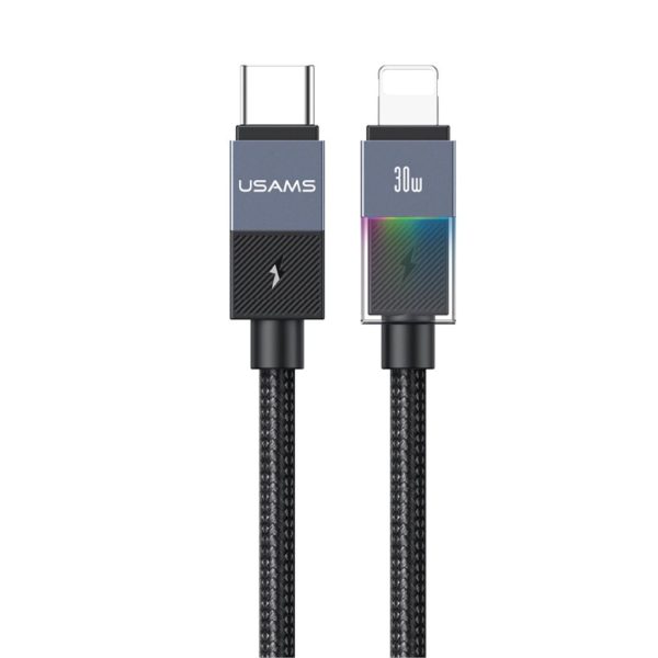 Cable de Datos USB C a Lightning SJ776 30W 1.2m Luces de Colores Gris U93 USAMS