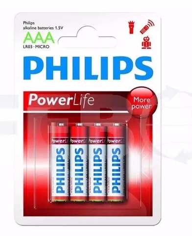 Pila Alcalina Philips AAA (4 unidades)